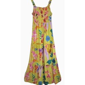 Soma WKND Sz XS Soft Jersey Maxi Dress Built-In Bra Summer Tropical Beach floral